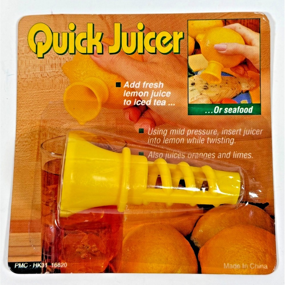 PMC Quick Juicer Kitchen Gadget Yellow Vintage Style Lemon Lime Squeezer